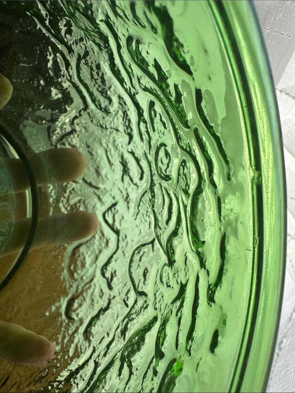 Vintage E.O. Brody Co. Emerald Green Crinkle Glass Bowl / Planter
